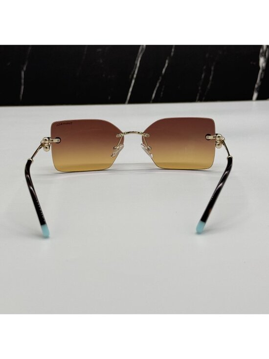 Tiffany & Co TF3088 618978 Brown Gold Rimless Women Sunglasses Authentic NEW